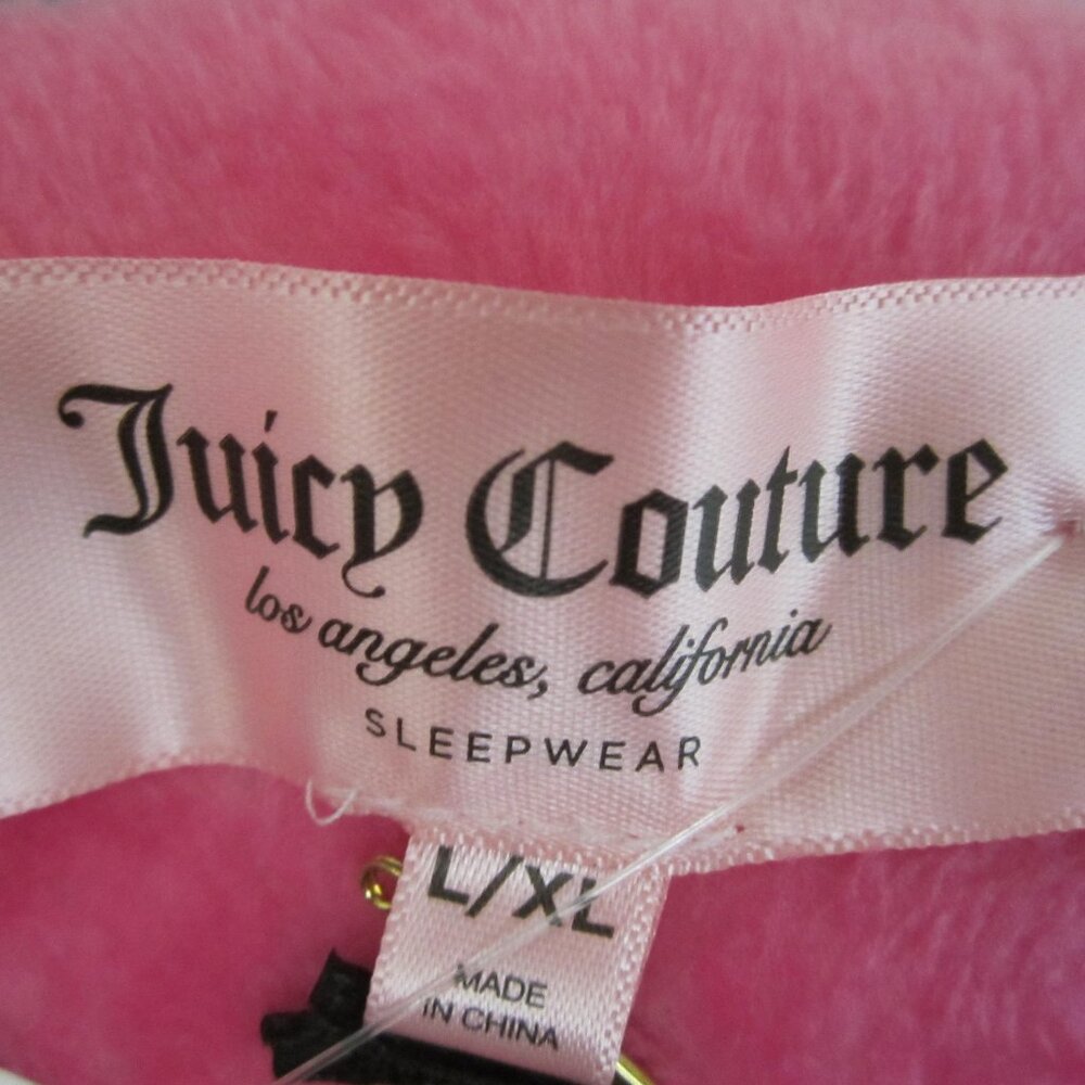 Juicy Couture Bathrobe Robe Women Hot Pink Crown Hooded Sleepwear L/XL - Picture 6 of 6